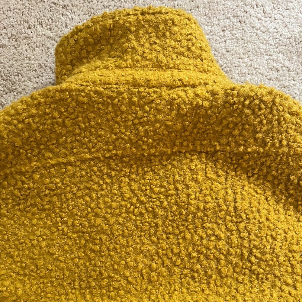 *Madewell* Mustard Yellow Bouclé Bomber | Yellow Teddy Jacket | XXS | Oversized - Picture 10 of 15